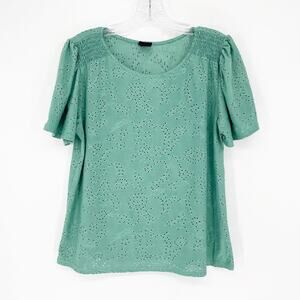 W5 Puff Sleeve Eyelet Top Size Large